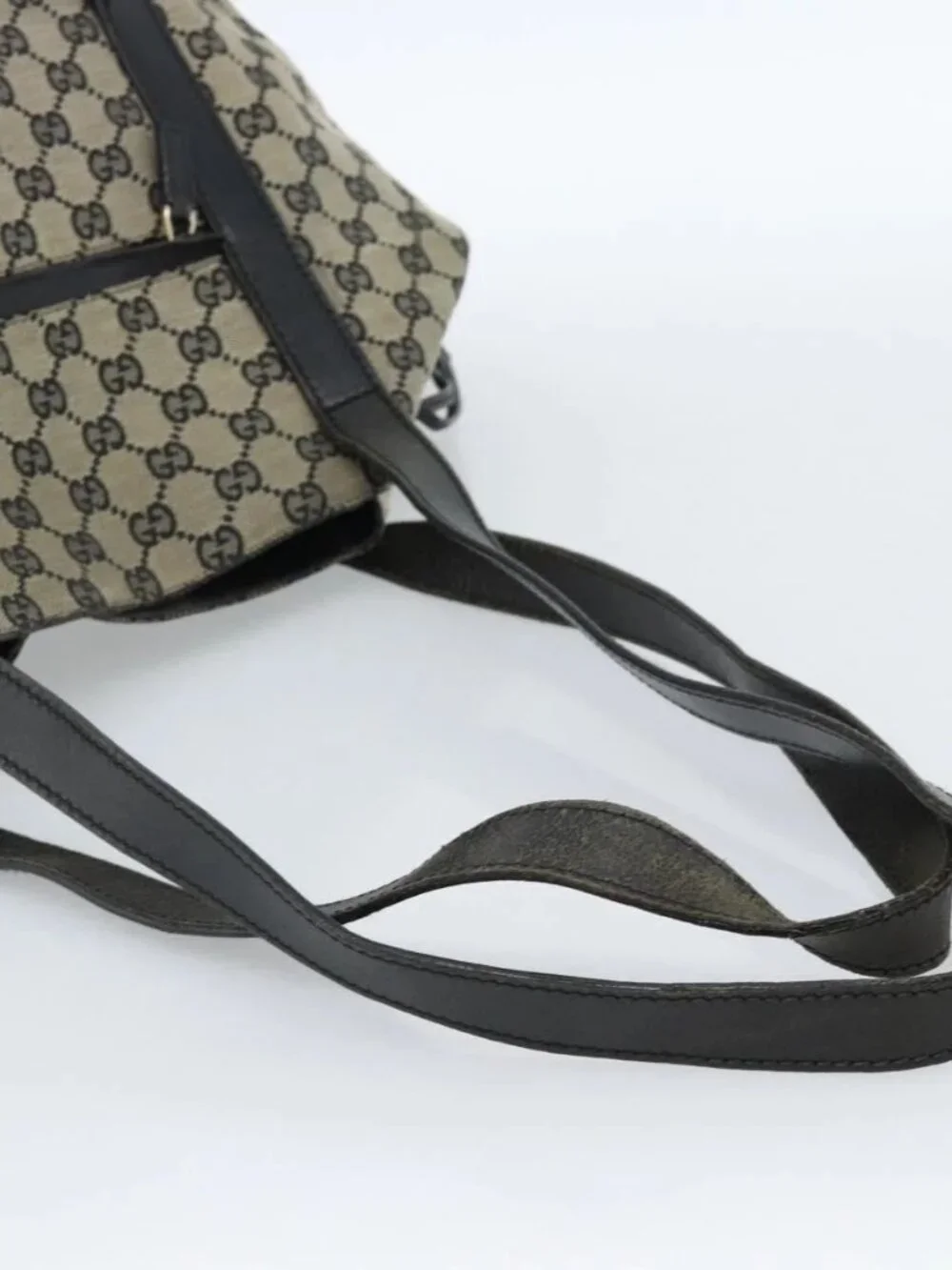 GUCCI GG Canvas Tote Bag Black Beige 019 0493 1669 Auth ka4701